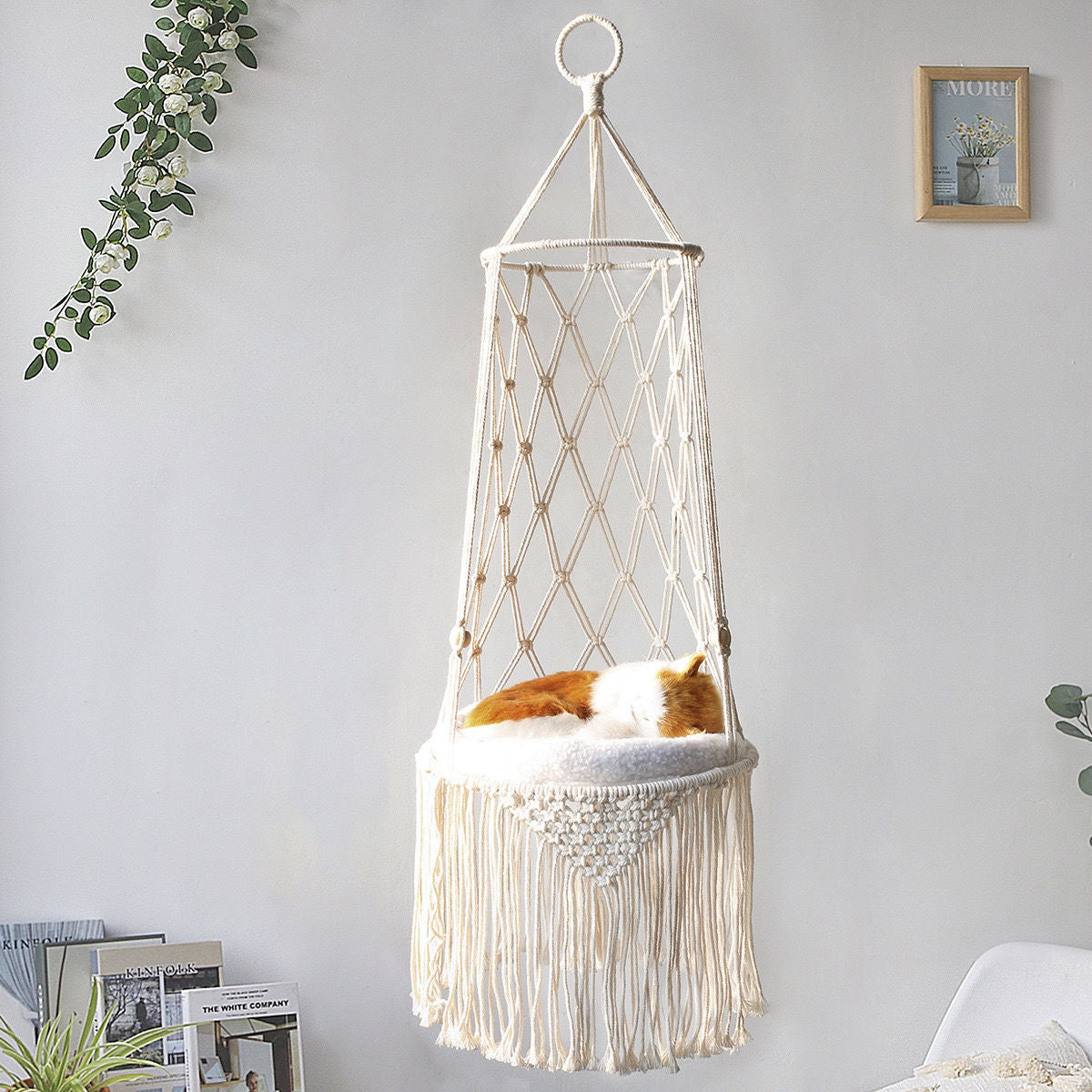 Boho Macrame Cat Hammock