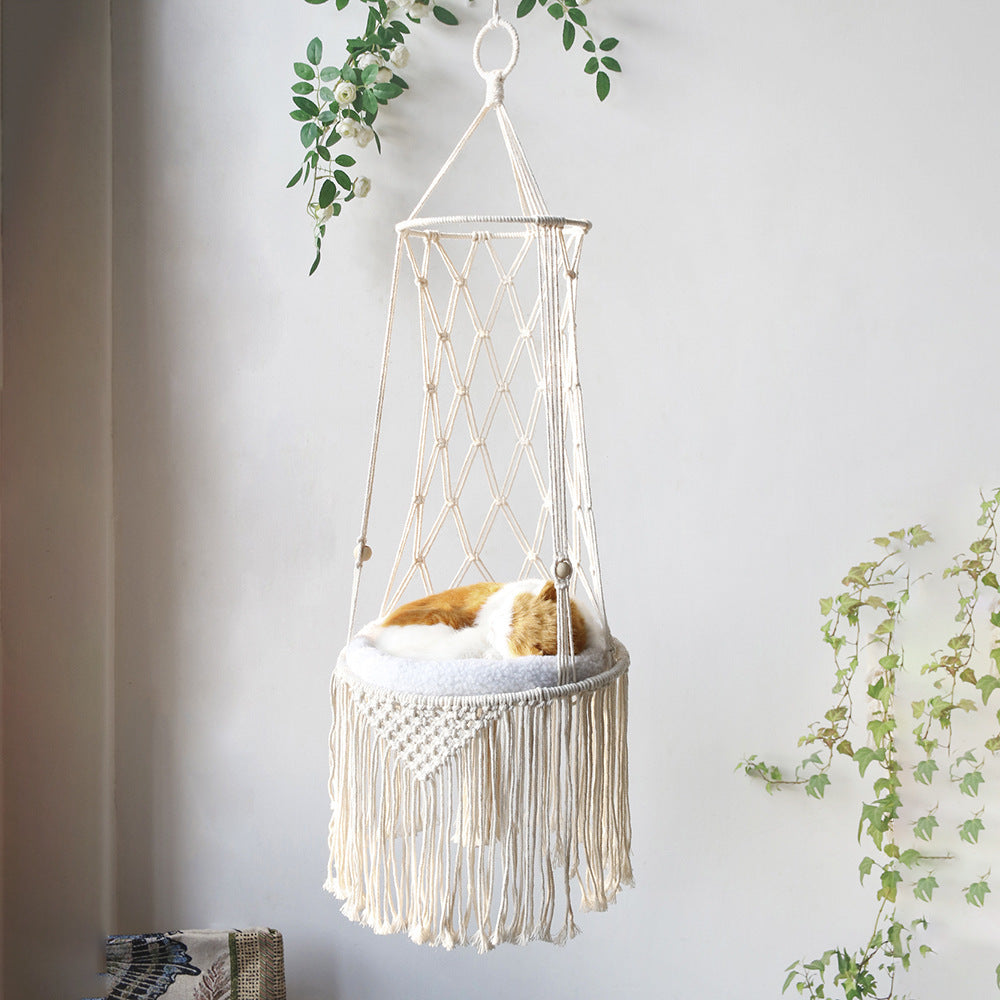 Boho Macrame Cat Hammock