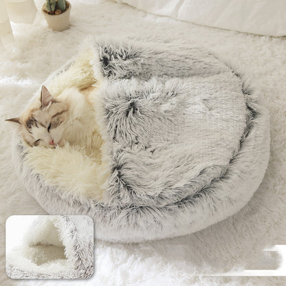 Purrfect Haven Plush Cat Bed